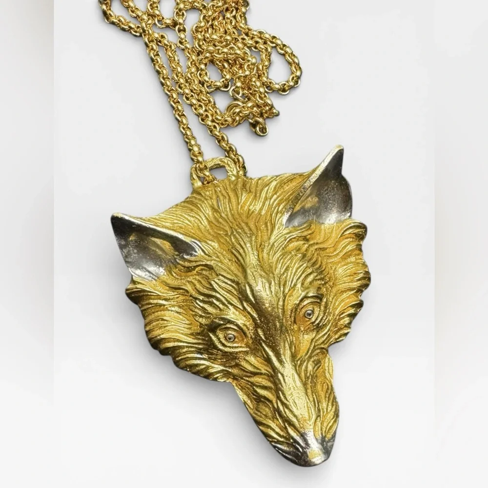 HARRY ROSENFELD Rare Vintage Figural WOLF Head Pendant Necklace